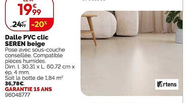 Dalle PVC clic SEREN beige