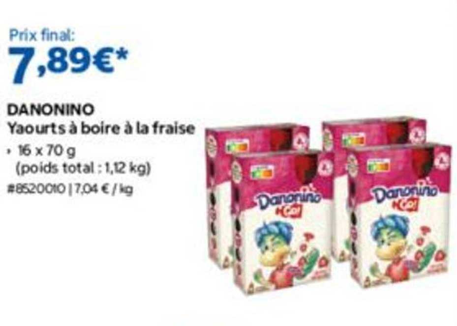 DANONINO Yaourts à boire à la fraise