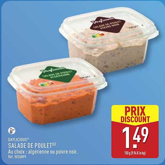 DAYLICIOUS® SALADE DE POULET[0] Au choix : algérienne ou poivre noir.