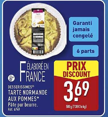 DESSERSISSIMES® TARTE NORMANDE AUX POMMES* Pâte pur beurre. Réf. 8749