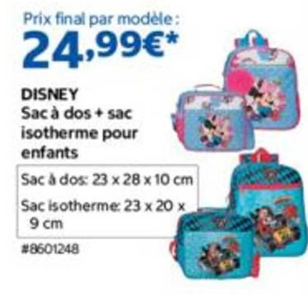 DISNEY Sac à dos + sac isotherme pour enfants