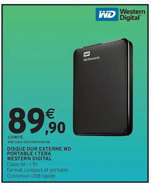 DISQUE DUR EXTERNE WD PORTABLE 1 TERA WESTERN DIGITAL