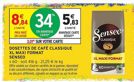 DOSETTES DE CAFÉ CLASSIQUE XL MAXI FORMAT SENSEO