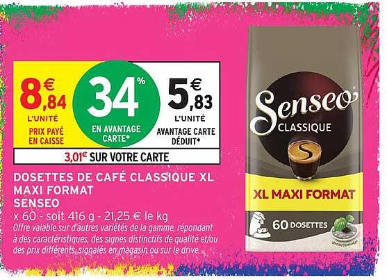 DOSETTES DE CAFÉ CLASSIQUE XL MAXI FORMAT SENSEO