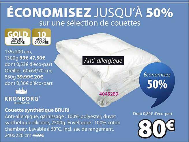 ÉCONOMISEZ JUSQU'À 50% sur une sélection de couettes