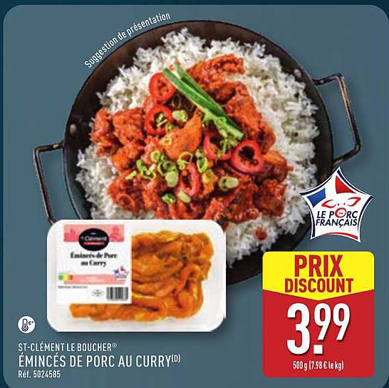 ÉMINCÉS DE PORC AU CURRY(D)