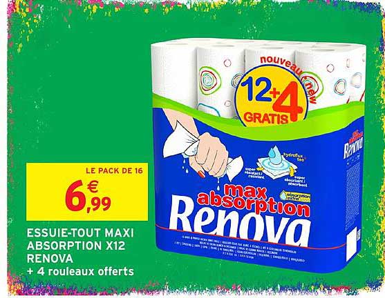 ESSUIE-TOUT MAXI ABSORPTION X12 RENOVA + 4 rouleaux offerts