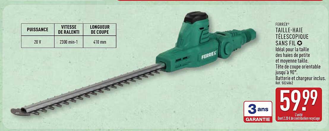FERREX® TAILLE-HAIE TÉLESCOPIQUE SANS FIL