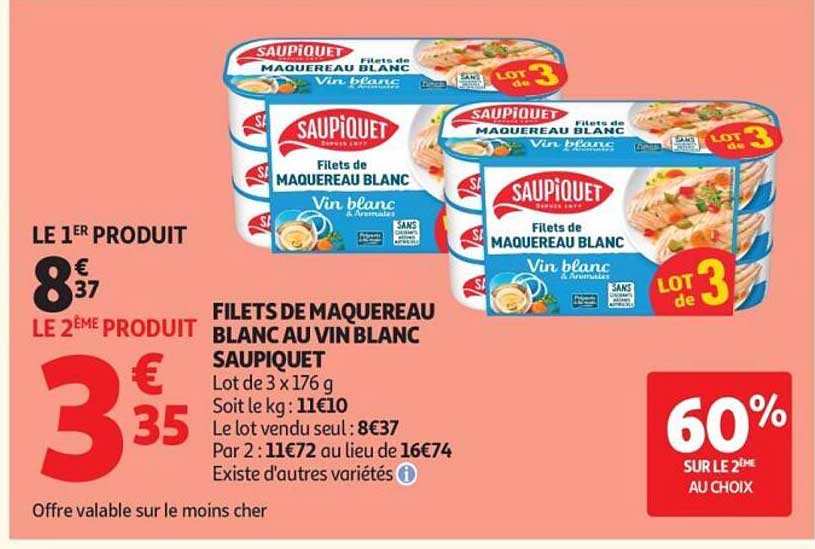 FILETS DE MAQUEREAU BLANC AU VIN BLANC SAUPIQUET