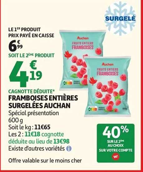 FRAMBOISES ENTIÈRES SURGELÉES AUCHAN