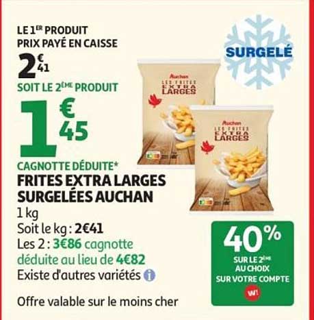 FRITES EXTRA LARGES SURGELÉES AUCHAN
