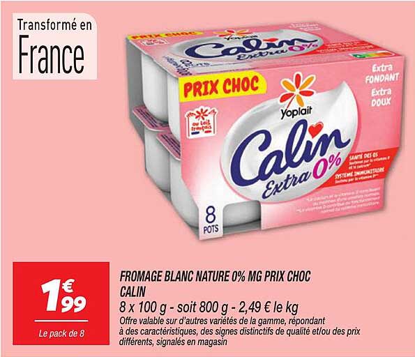 FROMAGE BLANC NATURE 0% MG PRIX CHOC CALIN