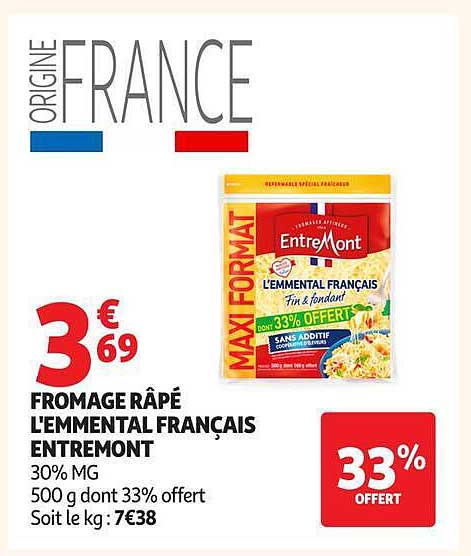 FROMAGE RAPÉ L'EMMENTAL FRANCAIS ENTREMONT