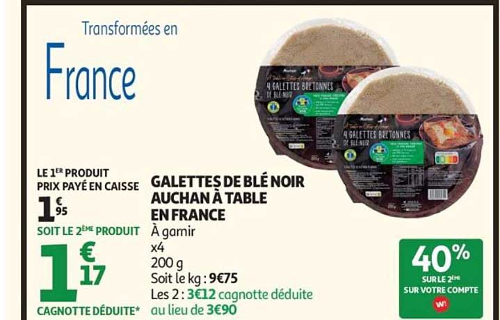 GALETTES DE BLÉ NOIR AUCHAN À TABLE EN FRANCE