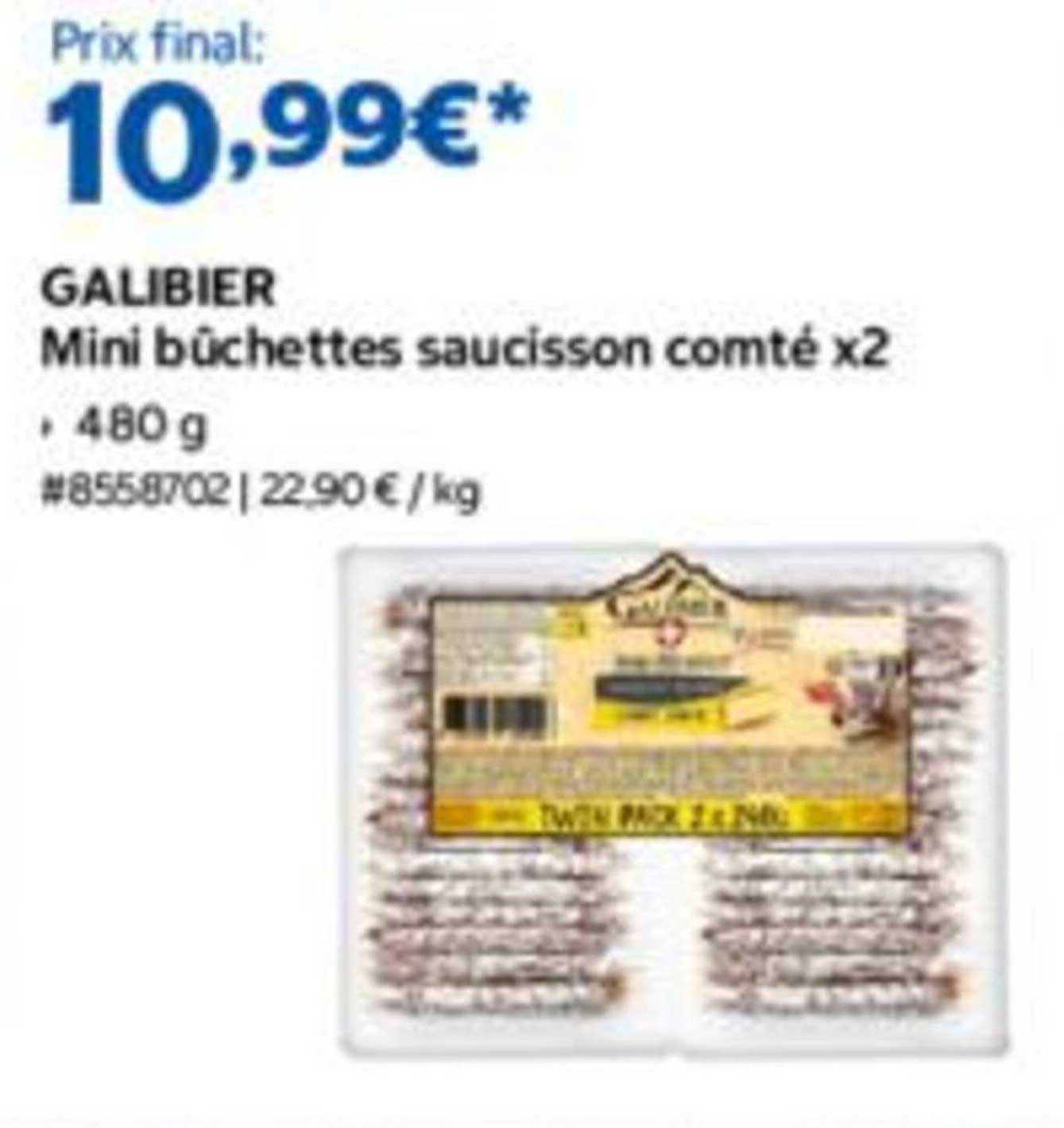 GALIBIER Mini bûchettes saucisson comté x2