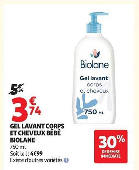 GEL LAVANT CORPS ET CHEVEUX BÉBÉ BIOLANE