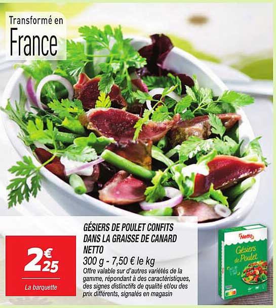 GÉSERS DE POULET CONFITS DANS LA GRAISSE DE CANARD NETTO