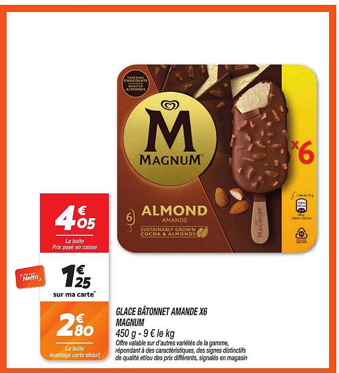 GLACE BÂTONNET AMANDE X6 MAGNUM