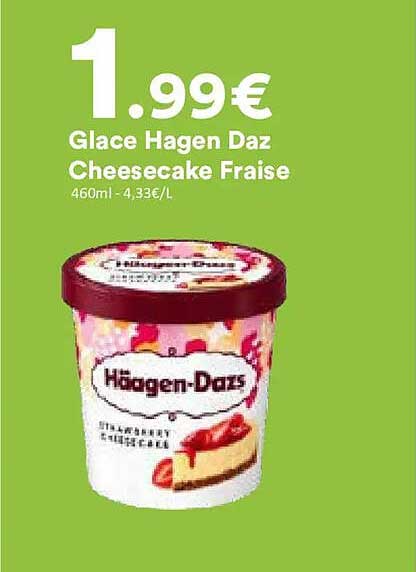 Glace Hagen Daz Cheesecake Fraise