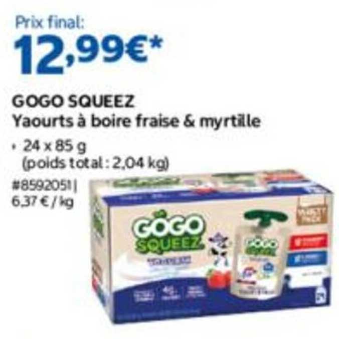 GOGO SQUEEZ Yaourts à boire fraise & myrtille