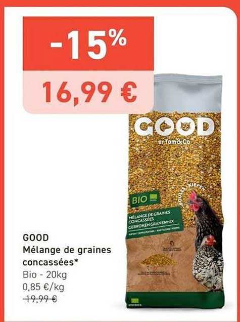 GOOD Mélange de graines concassées* Bio - 20kg 0,85 €/kg