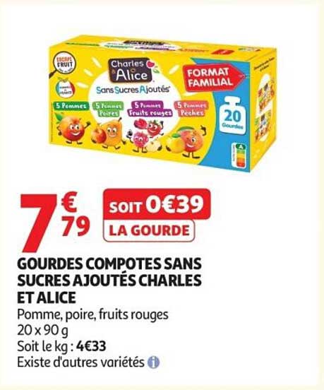 GOURDES COMPOTES SANS SUCRES AJOUTÉS CHARLES ET ALICE