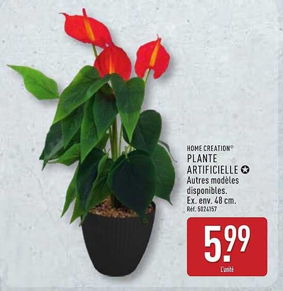 HOME CREATION® PLANTE ARTIFICIELLE Autres modèles disponibles. Ex. env. 48 cm. Réf. 5024157
