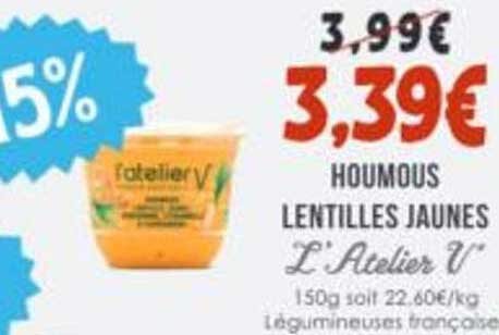 HOUMOUS LENTILLES JAUNES L’Atelier V