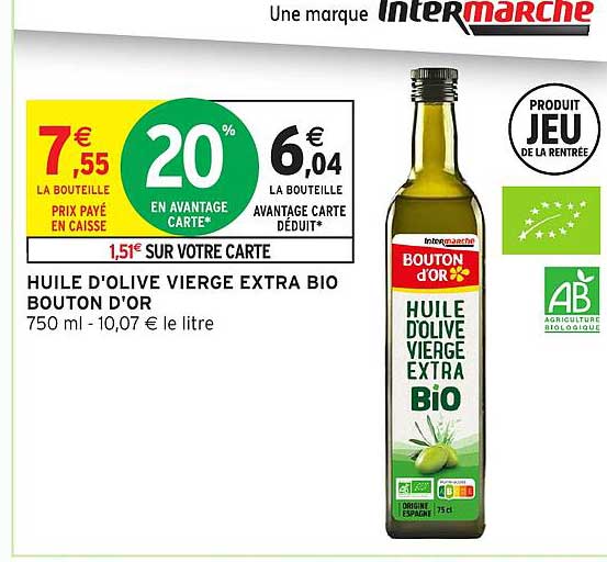 HUILE D OLIVE VIERGE EXTRA BIO BOUTON D'OR