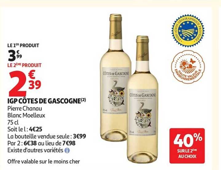 IGP CÔTES DE GASCOGNE(2) Pierre Chanau Blanc Moelleux 75 cl