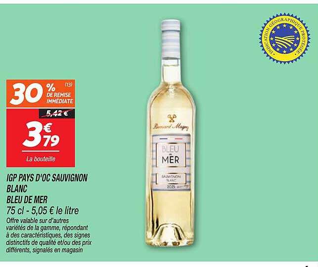 IGP PAYS D'OC SAUVIGNON BLANC BLEU DE MER