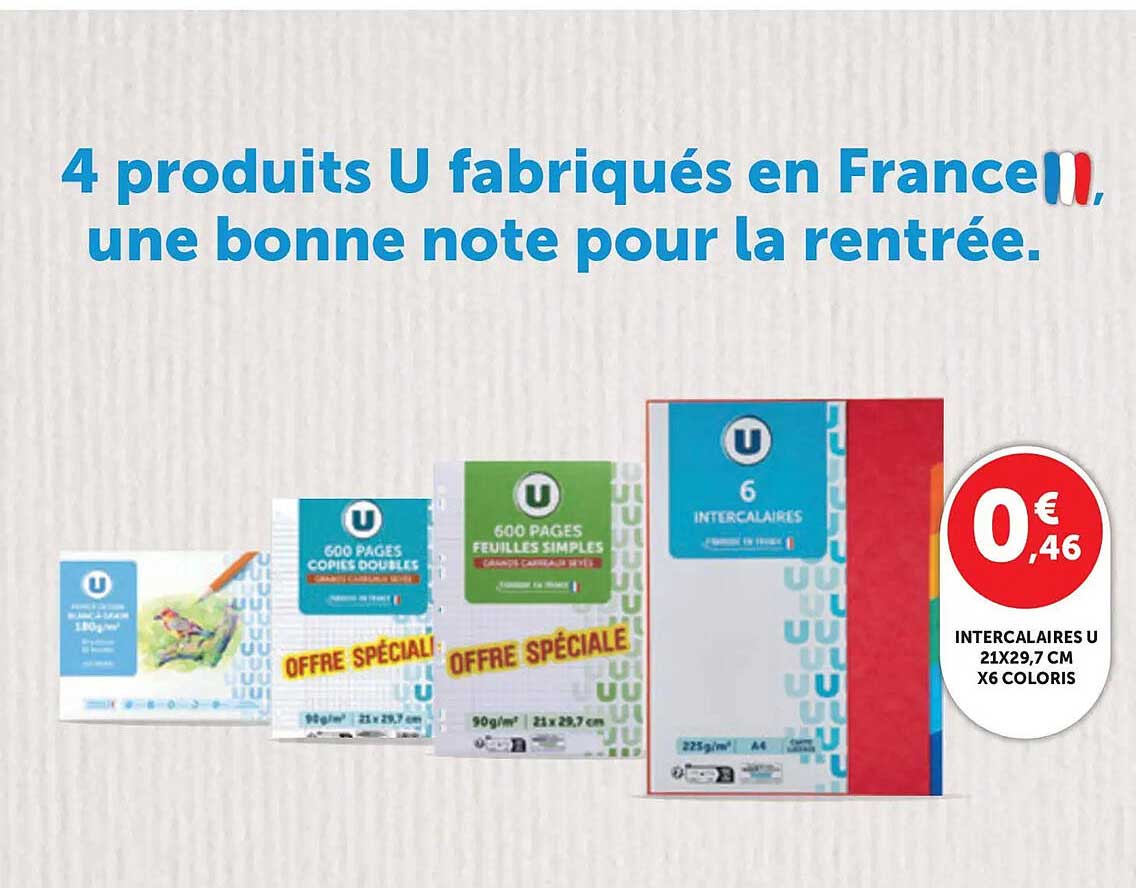 INTERCALAIRES U 21X29,7 CM X6 COLORIS