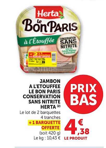 JAMBON A L'ETOUFFEE LE BON PARIS CONSERVATION SANS NITRITE HERTA (2)