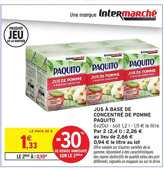 JUS À BASE DE CONCENTRÉ DE POMME PAQUITO