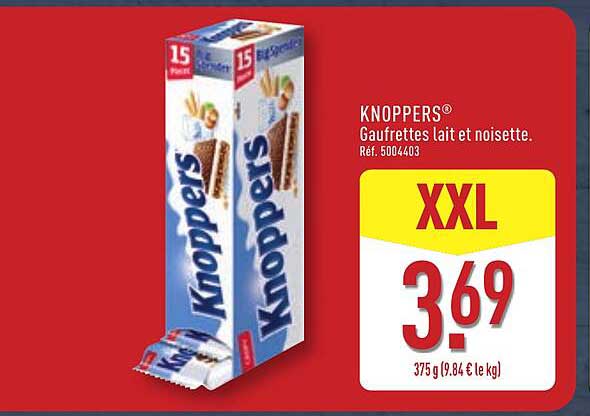 KNOPPERS® Gaufrettes lait et noisette. Réf. 5004403