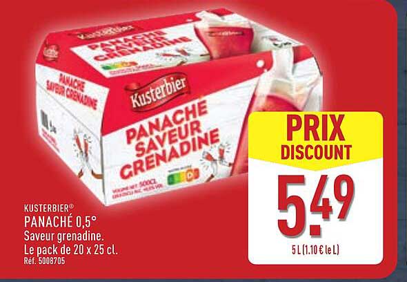 KUSTERBIER® PANACHÉ 0,5° Saveur grenadine. Le pack de 20 x 25 cl.