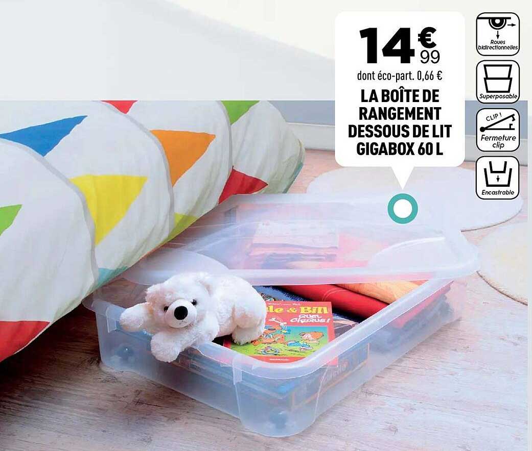 LA BOÎTE DE RANGEMENT DESSOUS DE LIT GIGABOX 60 L