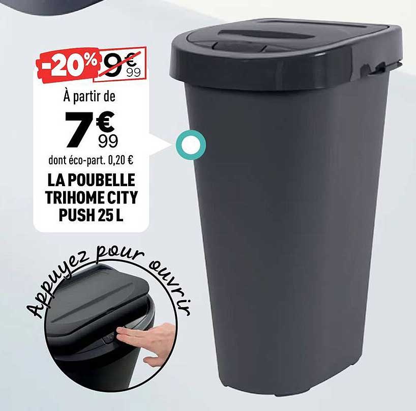 LA POUBELLE TRIHOME CITY PUSH 25L