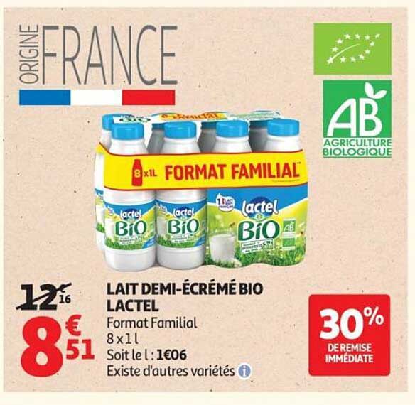 LAIT DEMI-ÉCRÉMÉ BIO LACTEL