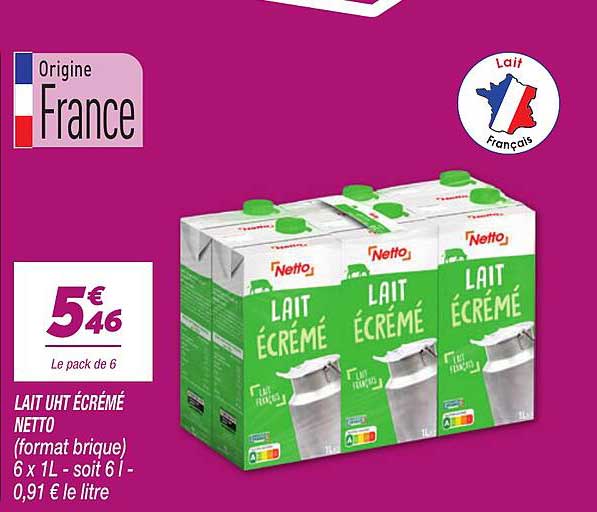 LAIT UHT ÉCRÉMÉ NETTO