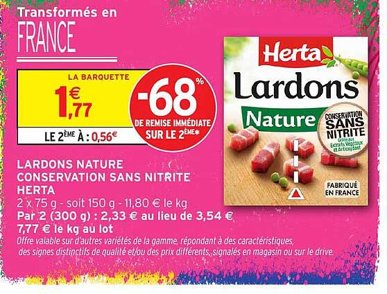 LARDONS NATURE CONSERVATION SANS NITRITE HERTA