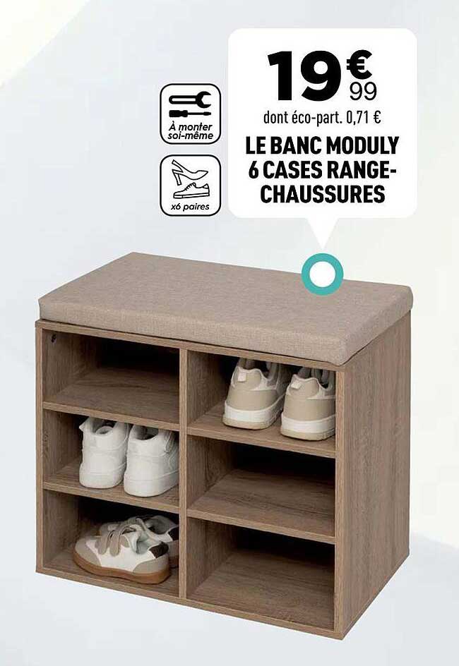 LE BANC MODULY 6 CASES RANGE-CHAUSSURES