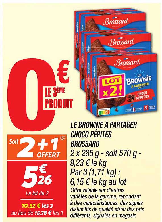 LE BROWNIE À PARTAGER CHOCO PÉPITES BROSSARD