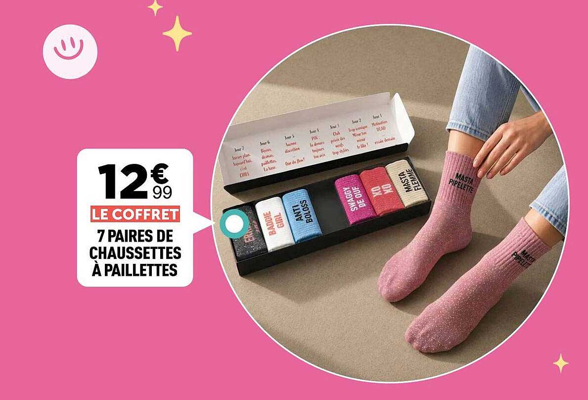 LE COFFRET 7 PAIRES DE CHAUSSETTES À PAILLETTES