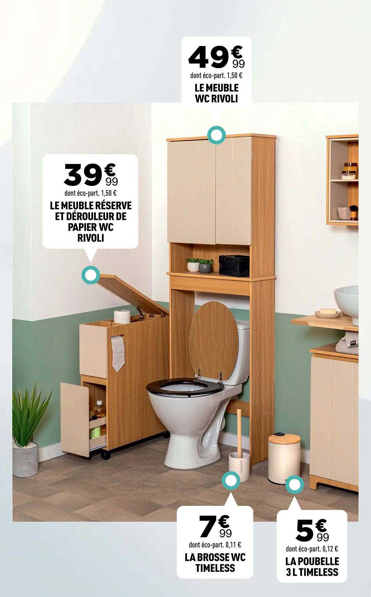 LE MEUBLE RÉSERVE ET DÉROULEUR DE PAPIER WC RIVOLI