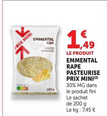 LE PRODUIT EMMENTAL RAPE PASTEURISE PRIX MINI