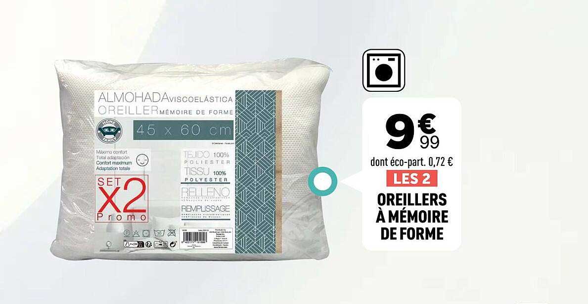 LES 2 OREILLERS À MÉMOIRE DE FORME
