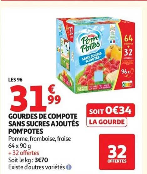 LES 96 GOURDES DE COMPOTE SANS SUCRES AJOUTÉS POMPOTES