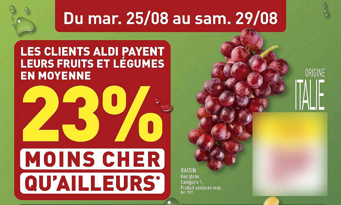 LES CLIENTS ALDI PAYENT LEURS FRUITS ET LÉGUMES EN MOYENNE 23% MOINS CHER QU’AILLEURS*