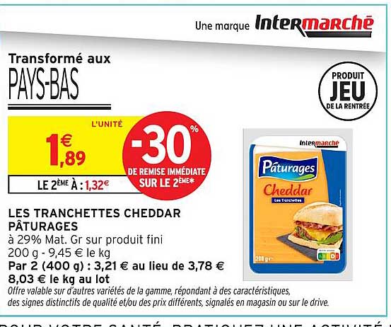 LES TRANCHETTES CHEDDAR PÂTURAGES